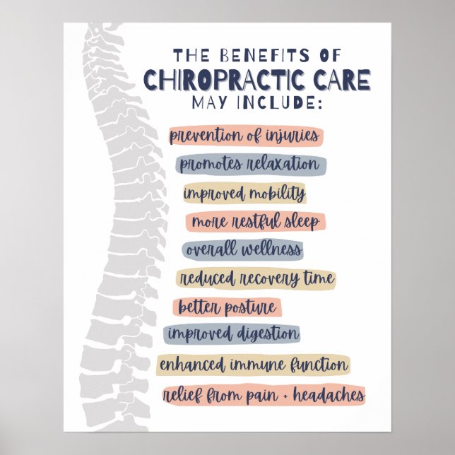 The benefits of chiropractic care may include poster (Front)