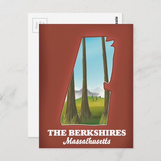 The Berkshires Massachusetts map Postcard (Front/Back)