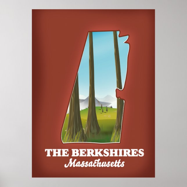 The Berkshires Massachusetts map Poster (Front)