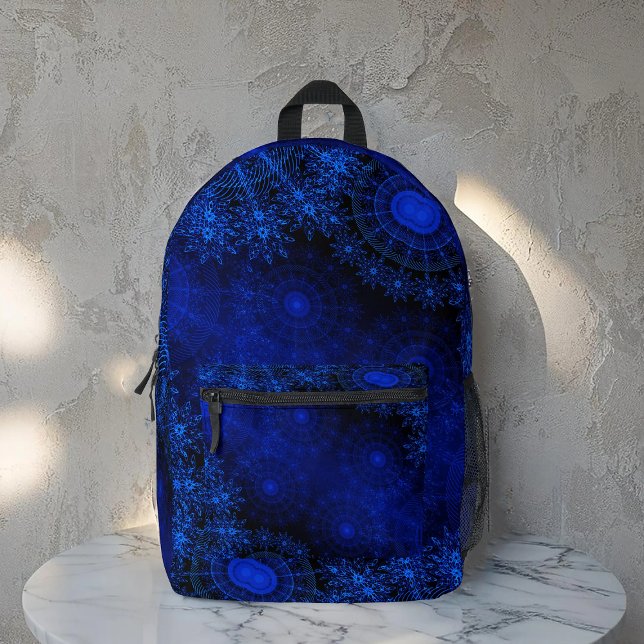 The berry blue sparkling flower art  printed backpack (Creator Uploaded)