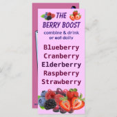 The Berry Boost lychee rack card (Front/Back)