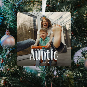 The Best AUNTIE' Custom Photo Cute Gift  Metal Ornament