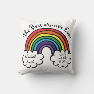 The Best Auntie Ever Colorful Rainbow Throw Pillow