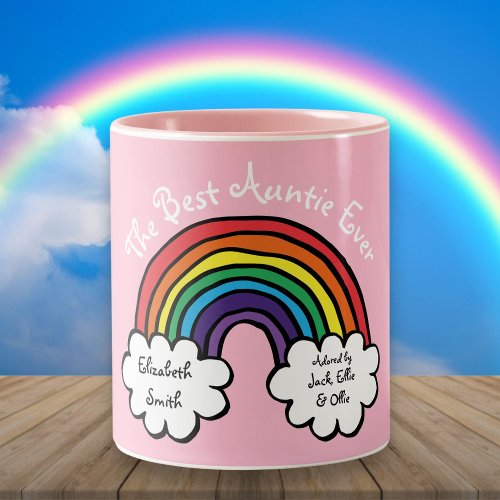 The Best Auntie Ever Rainbow Pink Two_Tone Coffee Mug