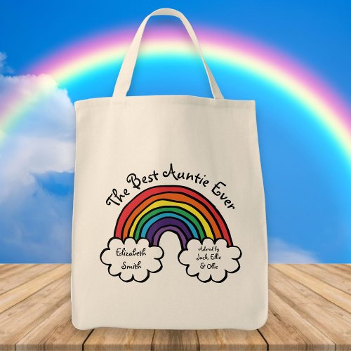 The Best Auntie Ever Rainbow Tote Bag