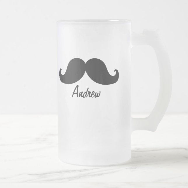 THE BEST BLACK MUSTACHE PERSONALIZED FROSTED GLASS BEER MUG (Right)