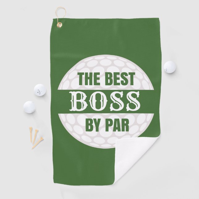 The Best Boss by Par Golfers Funny Pun Golf Towel (InSitu)