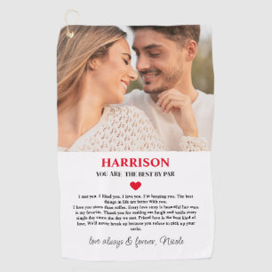 THE BEST BY PAR RED HEART MESSAGE PHOTO GOLF TOWEL