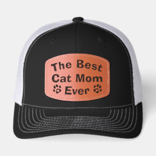 The Best Cat Mom Ever Leather Patch Hat