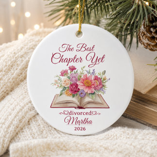 The best chapter yet, personalized divorce ceramic ornament