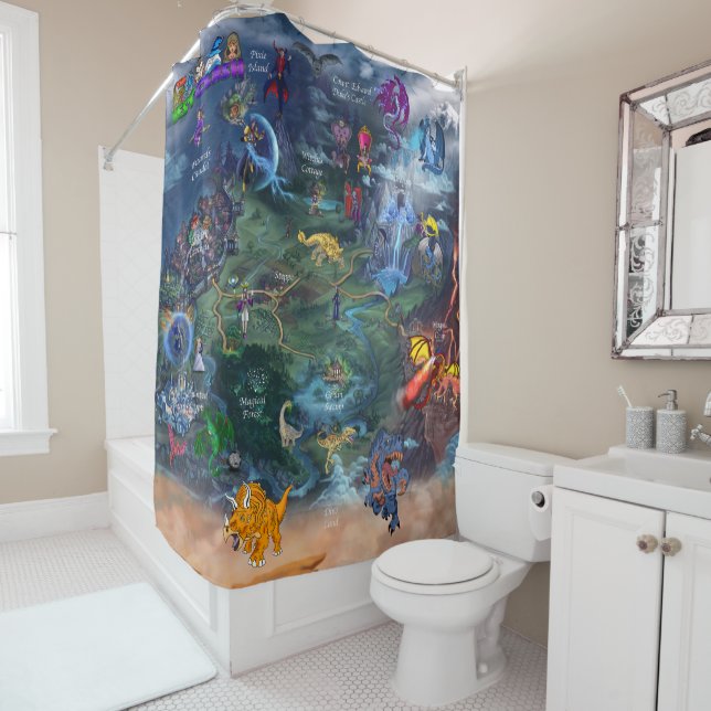 The Best Clash Wizards Dinosaurs Dragons Vampires  Shower Curtain (In Situ)