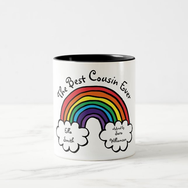 The Best Cousin Ever Rainbow Two-Tone Coffee Mug (Center)