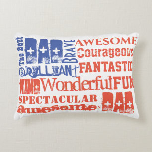 The Best Dad Awesome Red White Blue USA Flag Accent Pillow