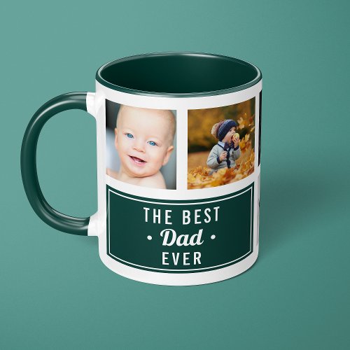 The Best Dad Ever Green Custom Photo Collage Mug