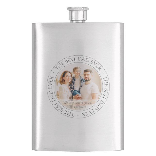 The Best Dad Ever Modern Classic Photo Flask (Front)