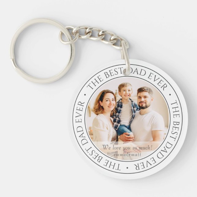 The Best Dad Ever Modern Classic Photo Keychain (Front)