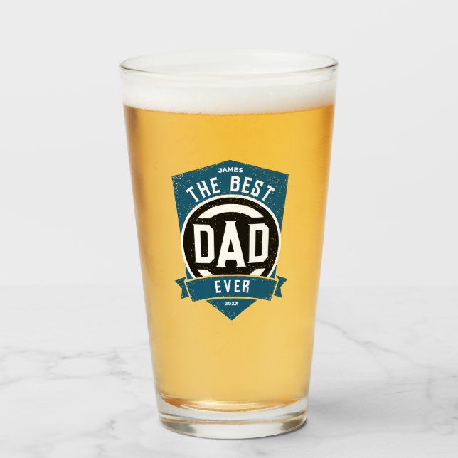 The Best Dad Ever Modern Father's Day Gift Glass (Front Filled)