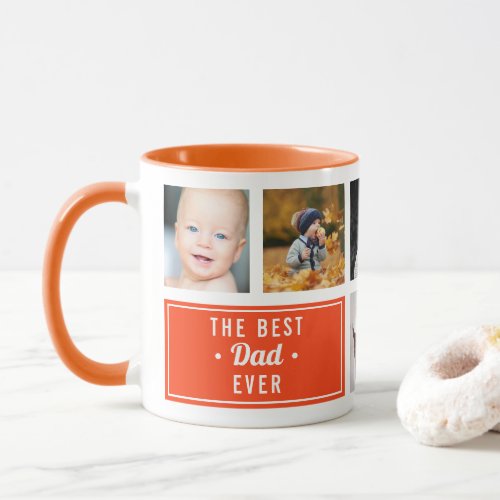 The Best Dad Ever Orange Custom Photo Collage Mug