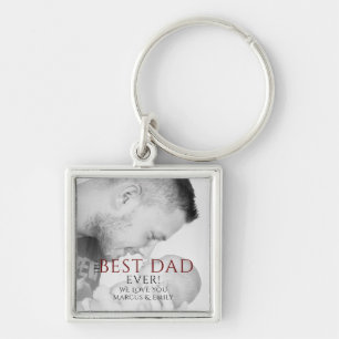 The Best Dad Ever Typography Father`s Day Photo Ke Keychain