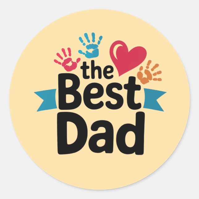 The Best Dad text design Classic Round Sticker (Front)