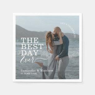 The Best Day Ever Modern Bohemian Beach Wedding  Napkins