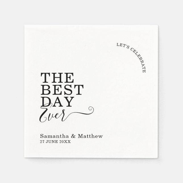 The Best Day Ever Modern Boho Wedding  Napkins (Front)