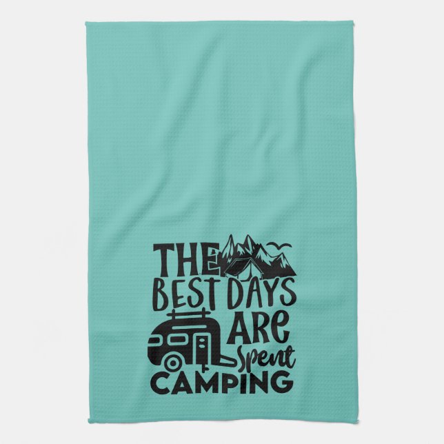 The Best Days Are Spent Camping Kitchen Towel (Vertical)