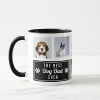 The Best Dog Dad Ever Black Pet Collage Photo Mug