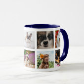 The Best Dog Dad Ever Navy Blue Pet Collage Photo Mug (Front Right)