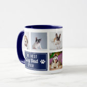 The Best Dog Dad Ever Navy Blue Pet Collage Photo Mug (Front Left)