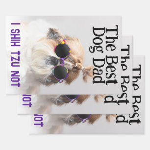 The Best dog dad Shih Tzu Not Fathers Day Wrapping Paper Sheets