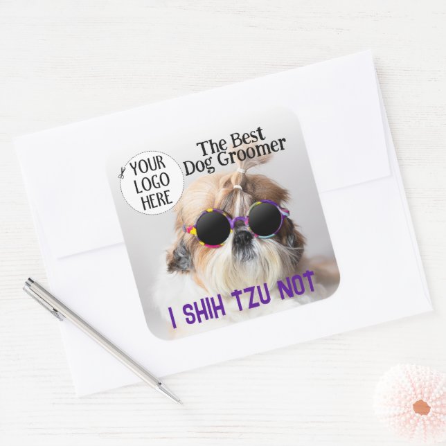The Best dog groomer Shih Tzu Not Custom Logo Square Sticker (Envelope)