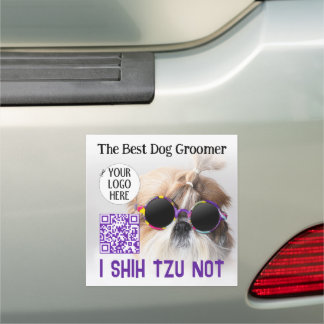 The Best dog groomer Shih Tzu Not Logo QR code Car Magnet