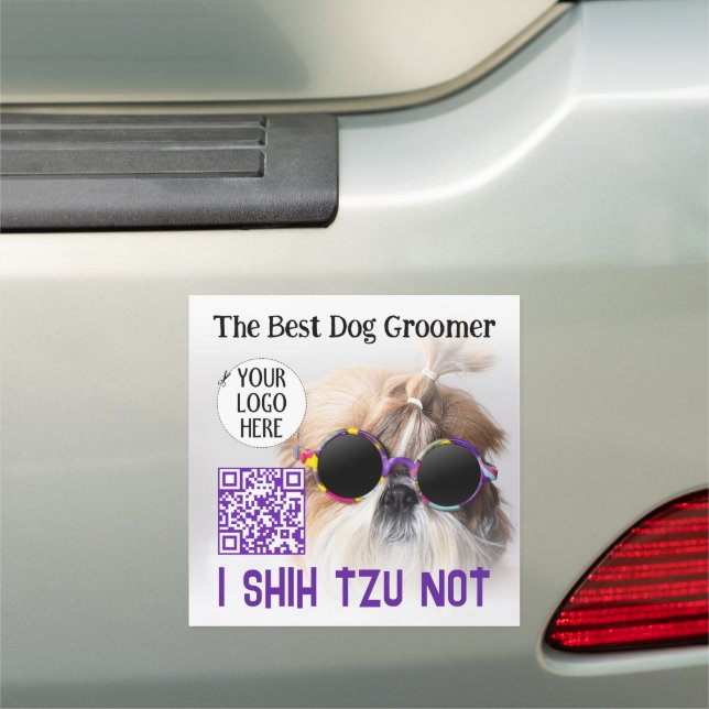 The Best dog groomer Shih Tzu Not Logo QR code Car Magnet (In Situ)