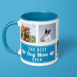 The Best Dog Mom Ever Blue Pet Collage Photo Mug<br><div class="desc">Celebrate a special dog mom with this vibrant blue photo collage mug! Featuring "The Best Dog Mom Ever" text alongside space for four custom pet photos, it’s the perfect gift for Mother’s Day, birthdays, or just because. This thoughtful mug is ideal for showing off her beloved pets with every sip...</div>