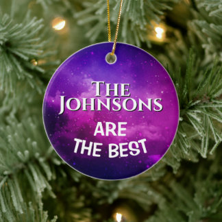 The Best" Family | Deep Violet Space & Stars Custo Ceramic Ornament