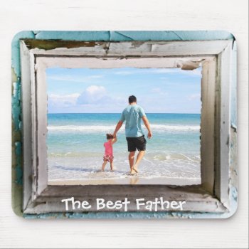 The Best Father - Framed Editable Photo & Text Mouse Pad by Fanattic at Zazzle