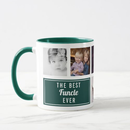 The Best Funcle Ever Green Collage Photo Mug