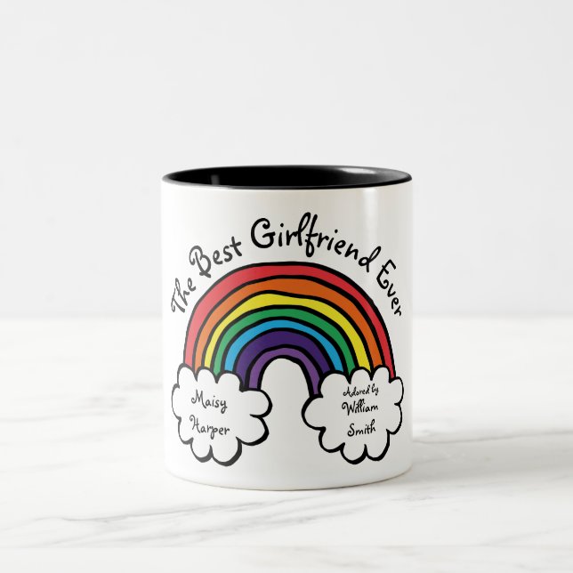The Best Girlfriend Ever Rainbow Two-Tone Coffee Mug (Center)