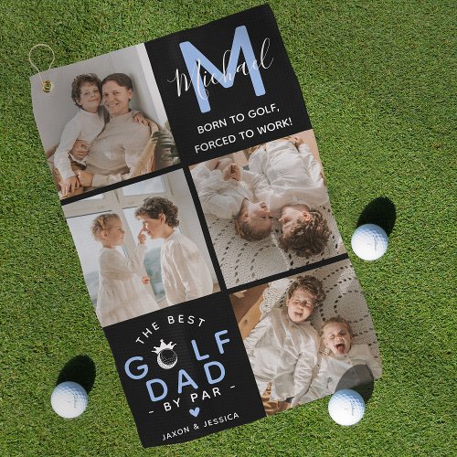 The Best Golf Dad by Par Monogram 4 Photo Collage Golf Towel