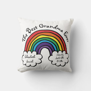 The Best Grandma Granny Ever Colorful Rainbow Throw Pillow