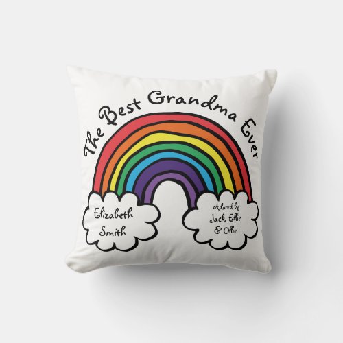 The Best Grandma Granny Ever Colorful Rainbow Throw Pillow