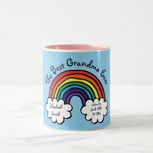 The Best Grandma Granny Ever Rainbow Blue Two_Tone Coffee Mug
