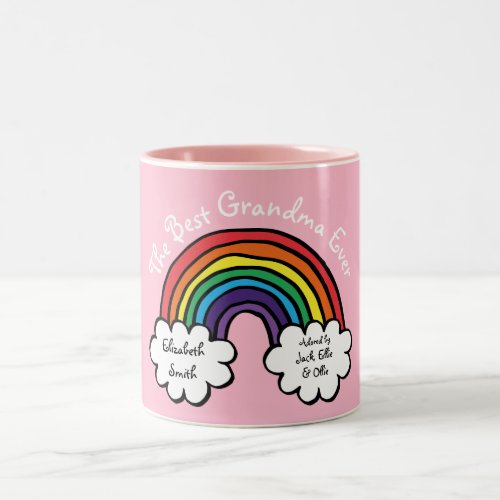 The Best Grandma Granny Ever Rainbow Pink Two_Tone Coffee Mug