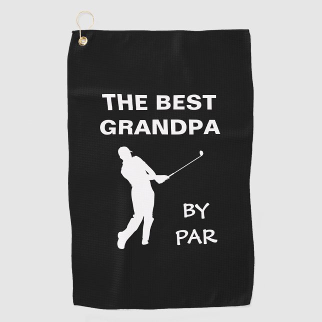 The Best Grandpa By Par Golf Granddad Golfer Pun Golf Towel (Front)