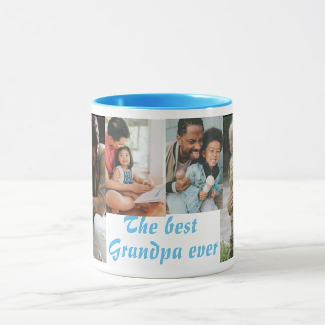 The best Grandpa Ever 4 photos sky Mug (Center)