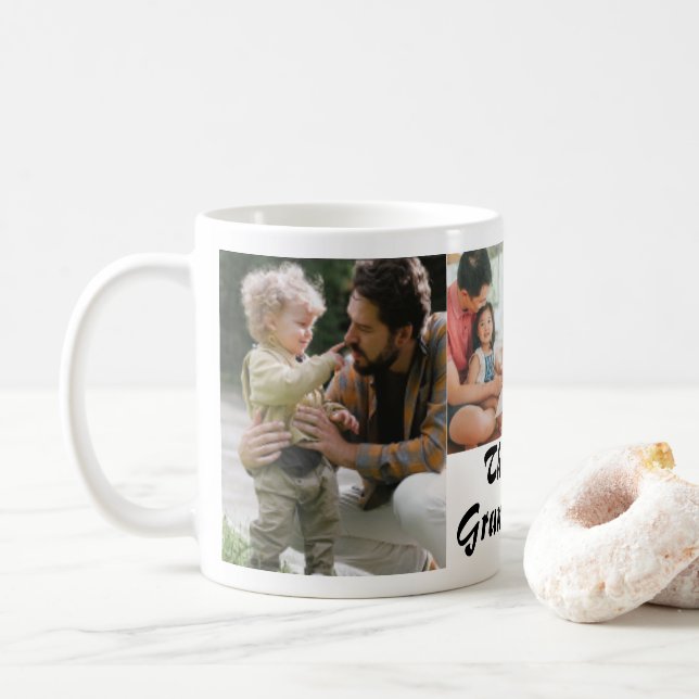 The best Grandpa Ever 4 photos white Coffee Mug (With Donut)
