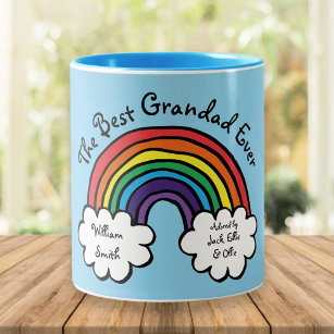 The Best Grandpa, Grandad, Papa Ever Rainbow Blue Two-Tone Coffee Mug