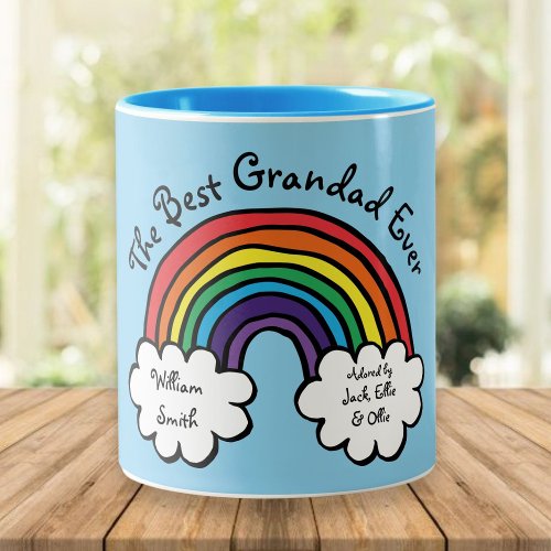 The Best Grandpa Grandad Papa Ever Rainbow Blue Two_Tone Coffee Mug
