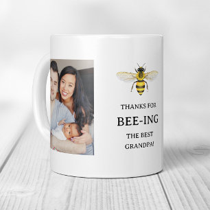 The Best Grandpa Simple Cute Bee and Photos Coffee Mug